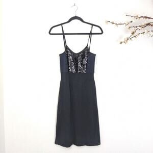 IISLI Dress Tiffany Cami Babydoll Blue Black Sequin NEW NWT Womens Small S‎
